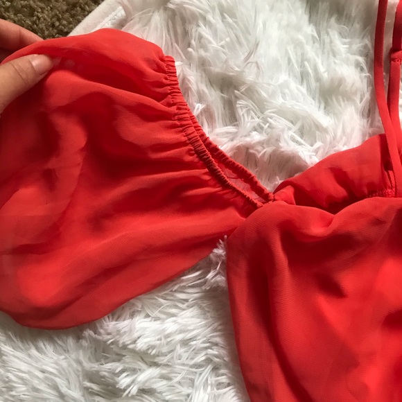 City Triangles Small Boho Orange Coral Off Shoulder Maxi Dress - Picture 6 of 7